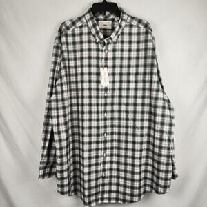 Gold Label Roundtree & Yorke Shirt Mens Big 2X Green Plaid Non Iron Button Down